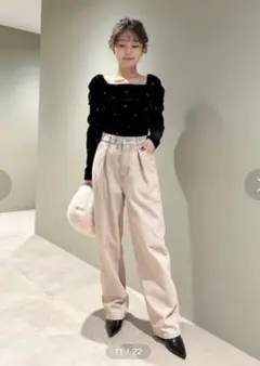 【新品タグ付】新垣結衣着用/lilybrown 2wayタックワイドデニムパンツ