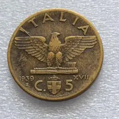 イタリアヴィットーリオエマヌエーレ3世30セント希少使用済切手。台紙付き。 イタリア 1931R ヴィットーリオ・エマヌエーレ3世 100リラ 金貨