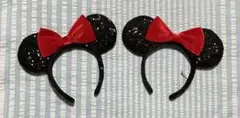 ディズニー ベロア リボン ミニー カチューシャ セット