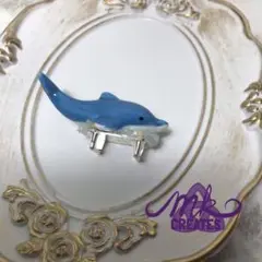 波乗りイルカの帯留め　(ハンドメイド）