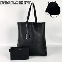 【美品】サンローラン ショッピング トートバッグ クロコ型押し ミニポーチ付属
