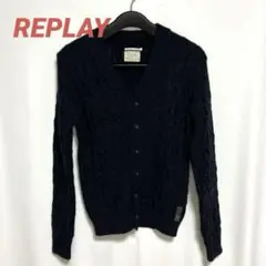 REPLAY/リプレイ ウール ニット カーディガン ネイビー