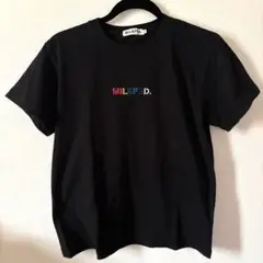 MILKFED. ブラック 半袖Tシャツ カラフル刺繍