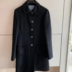 超美品 PRADA プラダ 圧縮ウールロングコート 黒