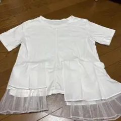 deux amour オーガンジー　Tシャツ　半袖　チュール　ホワイト