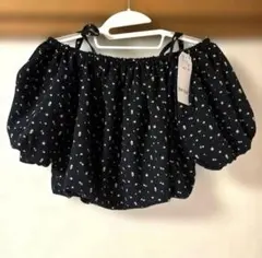 【新品未使用】CHIPCLIP 小花柄オフショル ショート丈 Mサイズ 黒