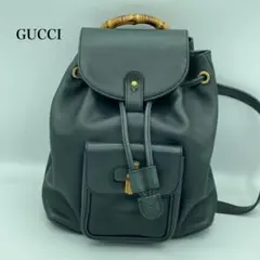 美品GUCCIリュック バックハンド カーフ レザー バンブー ターンロック