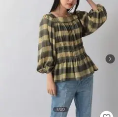 LOWRYS FARM シャーリングバルーンブラウス