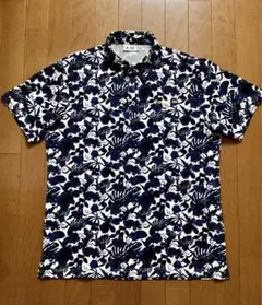 adidas アディダスゴルフ花柄半袖ボタンダウンシャツ XO