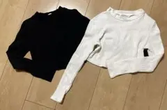 SHEIN リブ編み クロップドトップス 2点セット