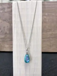 （再販）ホタルガラスのしずくネックレス（アクアブルー）