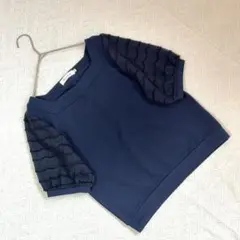 美品♪couture brooch 袖レースワッフルカットソー 上品 清楚