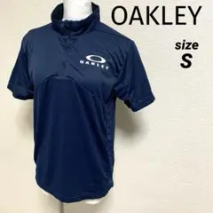 【美品】OAKLEY ジップアップ シャツ S ネイビー 薄手ストレッチ