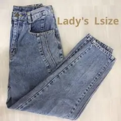 ライトブルー テーパードデニム　レディースＬ/美品
