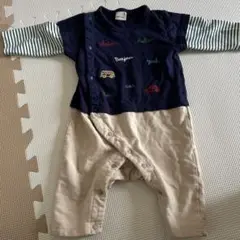 Petit main 乗り物刺繍　プティマイン男の子 ベビーロンパース
