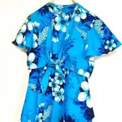 花柄半袖ボレロ付き ノースリーブロングワンピース ハワイアン