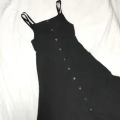 黒 ボタン付きキャミワンピース　ロング