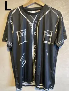 アートプリント 半袖シャツ L 黒