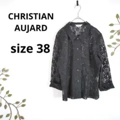 【クリスチャン オジャール】 総レースブラウス サイズ38 黒 花柄 春夏