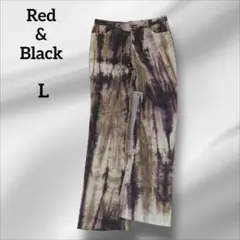 Red&Black フレアパンツ　 コーデュロイ　ダイダイ柄　ブラウン　L