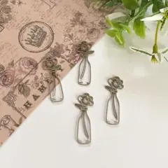 【1939】ステンレスチャーム 花瓶の花 2個 350円