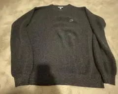 LACOSTE ダークグレー リブ編みセーター Lサイズ