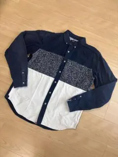 BEAMS HEARTビームスハート 長袖シャツ 異素材ドッキング XL デニム