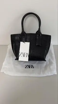 ZARA ブラック ハンドバッグ クロコダイル風