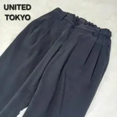 美品★UNITED TOKYO ツータック テーパード スラックス ブラック