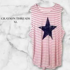即決歓迎 GRAYSON THREADS 【XL】星柄ノースリーブ 薄手ボーダー