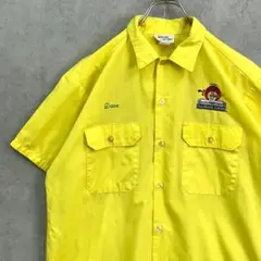 90s　USA製　WAKULLA　半袖ワークシャツ　古着　イエロー　L