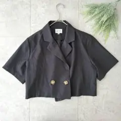 emi+ エミプラス 半袖 ジャケット ショート メンズライクアウター グレー