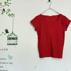 GUジーユー/リブハートネック コンパクト レッド XL