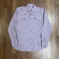 00s Calvin Klein カジュアルメンズパープル長袖シャツ Mサイズ