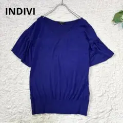 INDIVIインディヴィ＊フレア袖　Vネックニット＊M