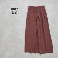 a566＊ROPE ウエストデザインワイドパンツ ピンクブラウン【38】
