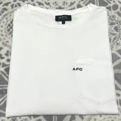 美品 A.P.C アーペーセー 刺繍ロゴ入り ホワイト 半袖 Tシャツ ポケット