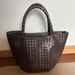 【新品・未使用】ダークブラウン メッシュ編み込みバッグ