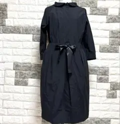 美品【49AV. junko shimada 】長袖ワンピース ミディ丈M黒上品