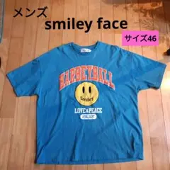 美品　メンズ　スマイリーフェイス Tシャツ　ブルー　サイズ46