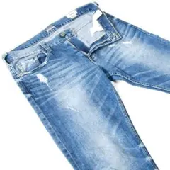 ベイフロー▼ストレッチテーパードデニム▼ダメージ加工▼30▼ウエスト約84cm