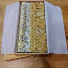 川島織物 テーブルセンター 花や鳥 金糸 正絹 木箱入り 未使用