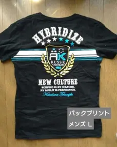 Tシャツ メンズＬ 黒 バックプリント　綿