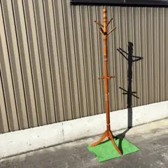昭和レトロアンティーク木製コートハンガー 茶色高さ180㎝横58㎝