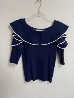 index フリルオフショルダー半袖ニット 美品