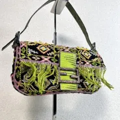 FENDI フェンディ マンマバケット ショルダーバッグ ビーズ 刺繍 リザード