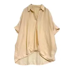 イング　スキッパー ドレープ シアーブラウス　肌色　M