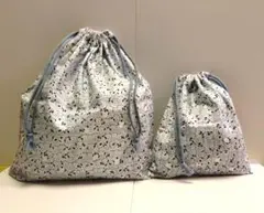 【おまとめ可】巾着袋　シマエナガ　　　　　　　　 着替え袋 ・コップ袋セット