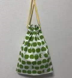 ハンドメイド　青りんご　給食袋　巾着袋　小物入れ　グリーンアップル