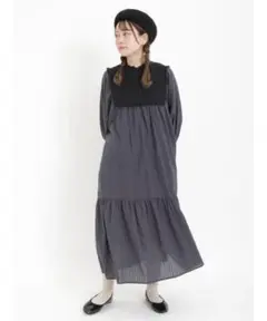 未使用タグ付き グレー フレアワンピース